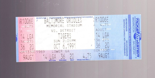 1991 BALTIMORE ORIOLES Program UNSCORED LAST GAME Memorial Stadium & TICKET - Picture 3 of 3