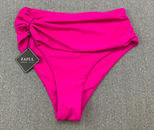 Zaful Tummy Control Bikini Tankini Swimsuit Bottom Women size L Fushia Pink Cute