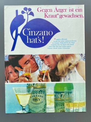 Gegen Ärger ist ein Kraut gewachsen! Cinzano hat´s! 1969 Vintage Werbung Reklame