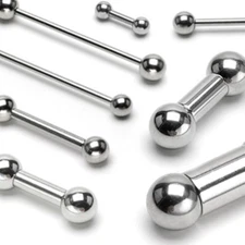 Barbell Tongue Nipple Ring 16 Gauge 1/2" 4mm Balls Steel *