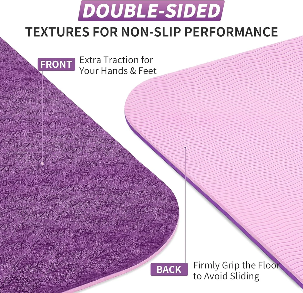 Extra Thick 1/3 1/4 2/5 Inch Non-Slip Yoga Mat for Women Men Kids