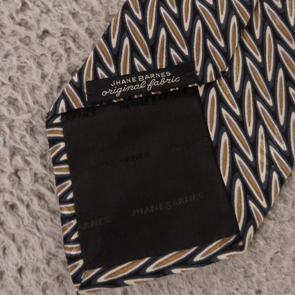 Corbata Jhane Barnes azul amarillo óvalos 100 % seda hecha en Japón 3,75" Foto 4 de 4