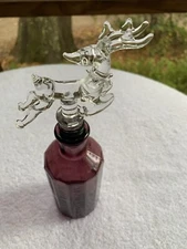 Art Glass Reindeer Elk Clear Wine Bottle Stopper New With Open Box