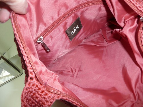 The Sak Handbag Salmon Pink Tote Shoulder Hobo Top Zip Medium Basket Weave Purse - Picture 6 of 10