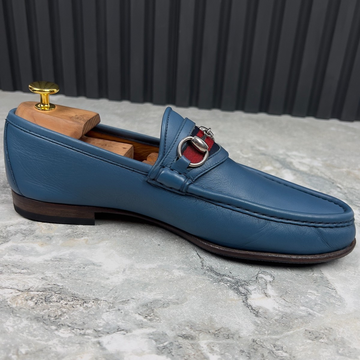 Gucci 1953 Style Web Horsebit Loafer Blue Leather 8 G or 8.5 Gucci 1953 Style Web Horsebit Loafer Blue Leather 8 G or 8.5