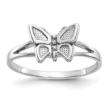10K White Gold Butterfly Ring Gift for Women Size 5
