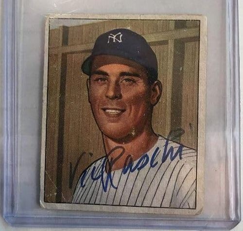 Vic Raschi Signed Autographed 1950 Bowman Baseball Card : New York Yankees
