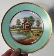 Antique 19th century Old Paris Porcelain Plate with Hand Painted Landscape #2