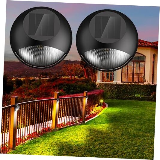 Solar Fence Lights 2 Pack, Solar Deck Lights Outdoor Waterproof Stair Outdoor