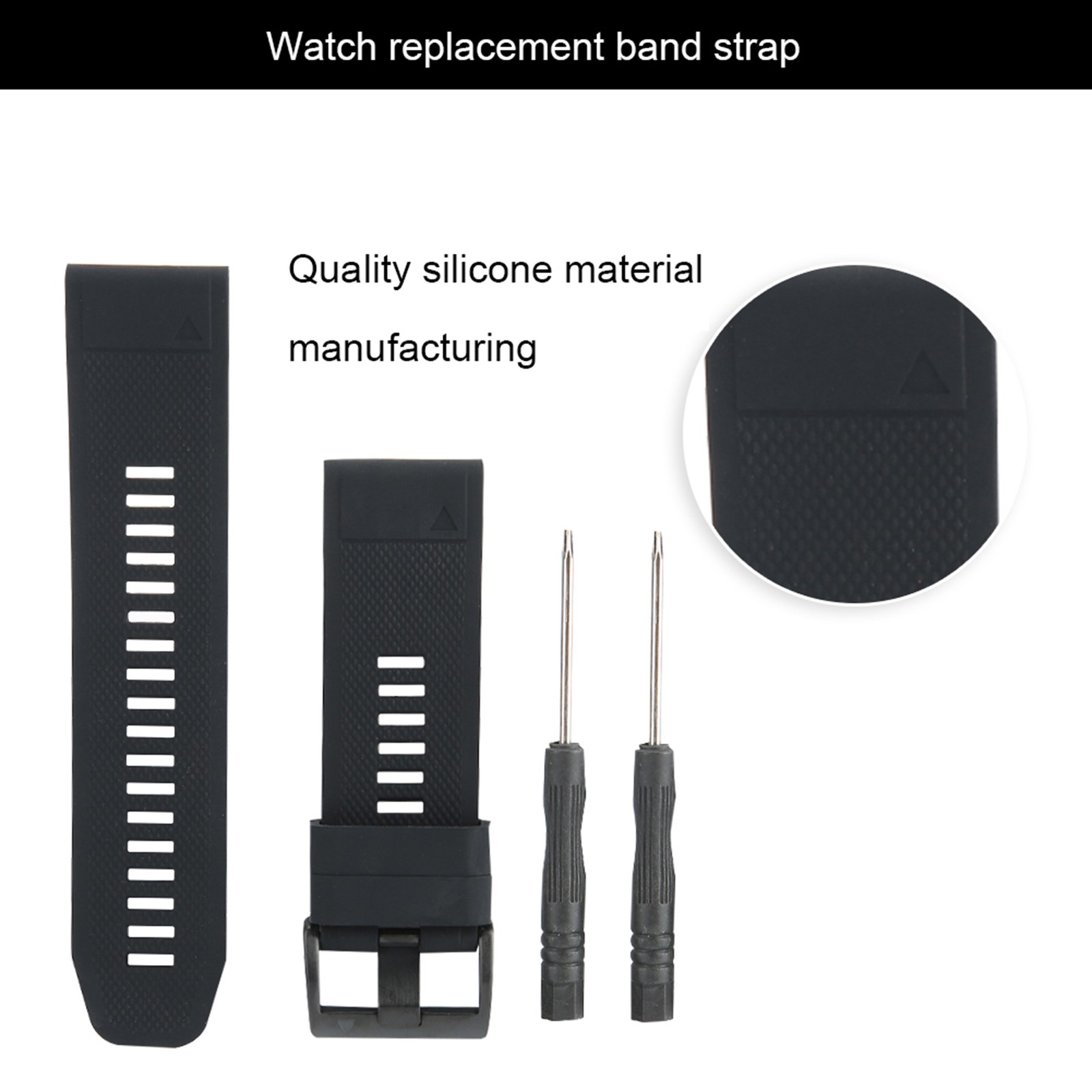 26mm Watch Band Silicone Pin Buckle Waterproof Watch Strap Fit For Fenix