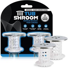 TubShroom  2 Pack Chrome Revolutionary Tub Drain Protector Hair Catcher Strainer
