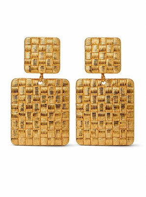 Ohrhänger goldenes Geflecht nickelfrei quadratisch elegant Yehwang