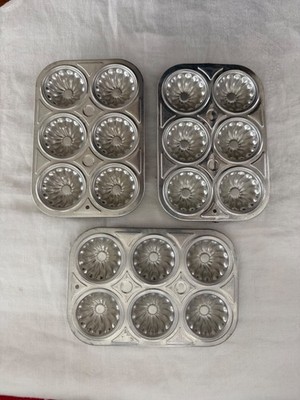 3 Vintage Child's Aluminum Muffin Tart Candy Mold Pans