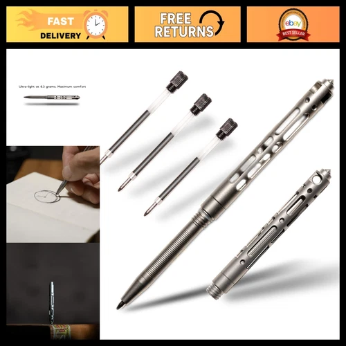 Titanium Retractable Fountain Pen Set, Mini Pocket EDC Pen, 1+3 Refills, Gift fo - product listing photo