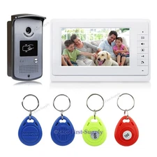 Wired Video Door Phone Intercom System RFID Keyfobs Vandal Proof 7" Monitor 1V1