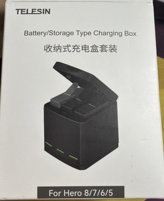 TELESIN 3-Channel Storage/Charger Box for GoPro HERO8/7/6/5 Black & 2 Batteries