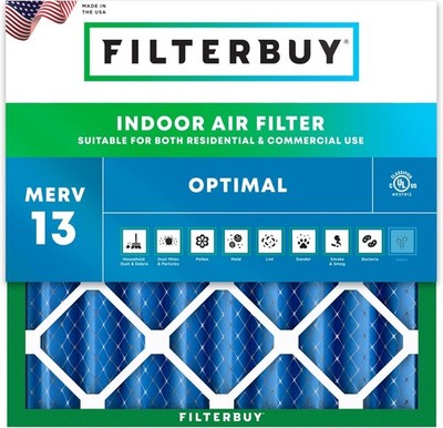 Filterbuy 24x24x4 Pleated Air Filters, Replacement for HVAC AC Furnace (MERV 13)