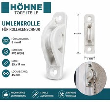 Umlenkrollen, Schnurr&ouml;llchen f&uuml;r Rolladenschnur bis 5 mm Durchmesser- 1 Paar(2)