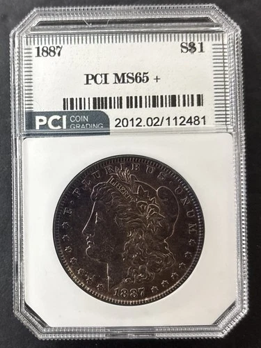 1887  $1 Morgan Silver Dollar PCI MS-65 Mint State  Toned Obverse