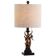 20.5" Brown Rustic Antler Table Lamp for Bedroom Farmhouse Decor, Mini Faux A...