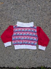 True Vintage 50's Youth Mock Neck Sweatshirt Inuit And Penguin Pattern FLAWS