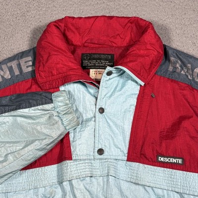 Vintage Descente Ski Jacket Mens M Blue Red Colorblock Pullover Racing