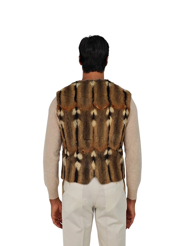 $2600 RUBINACCI Beige Vest Jacket Real Amster Fur + Silk Lining 38 US / 48 EU - Image 3 of 4