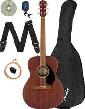 Fender CC-60S Solid Top Concert Acoustic Guitar - All Mahogany w/ Gig Bag
