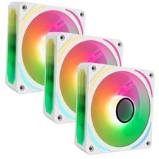 HAW-120 Infinity Mirror RGB Fans - 3 Pack 120mm PC Fans, 12V 4pin White 3 pack