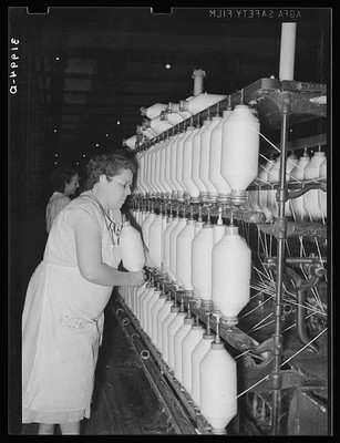 Photo:Laurel Mississippi Cotton Mill 1939 Thread Making Machinery Worker