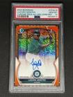 LAZARO MONTES 2023 BOWMAN CHROME 1ST ORANGE SHIMMER REFRACTOR AUTO /25 PSA 10