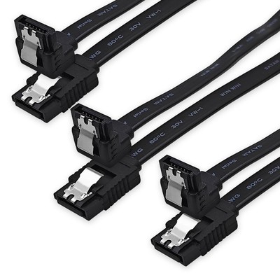 3-Pack 18 Inch SATA Cable SATA III Cable 6Gbps 90 Degree Righe Angle to 180 D
