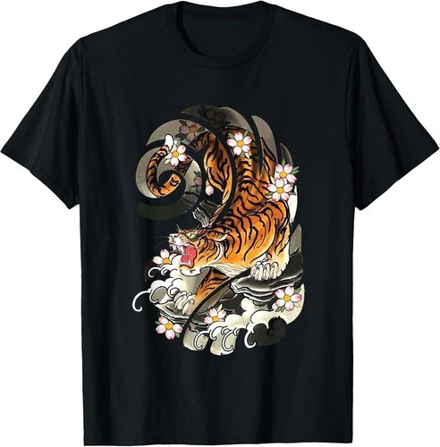 Vintage Japanese Tiger Cherry Blossom Art Tee - Size Small - product listing photo
