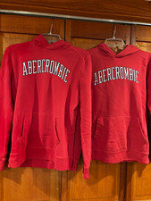 Abercrombie Kids Boys Red Pullover Hoodie 15-16Y Logo Graphic Pockets