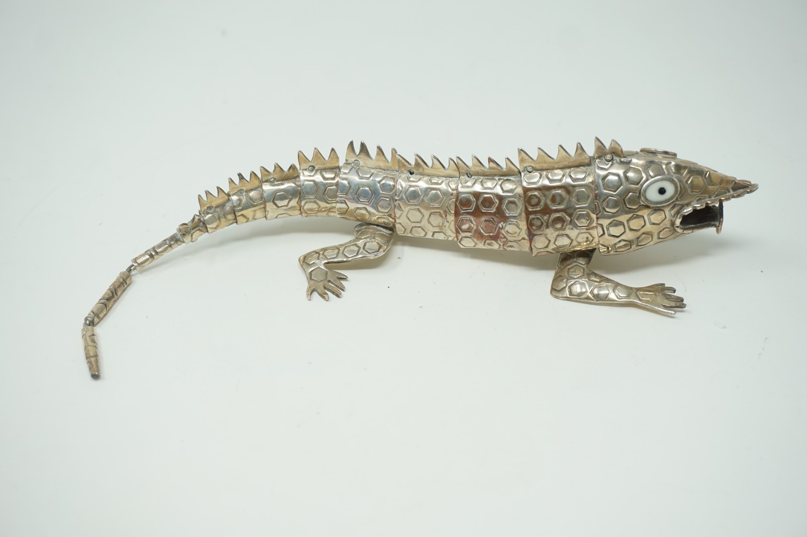 Vintage Emilia Castillo Mexico Silver Inlay IGUANA LIZARD Gekko Bottle Opener