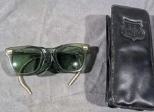 Vintage U.S. Safety Bausch  Lomb safety glasses green tinted lenses cable-style