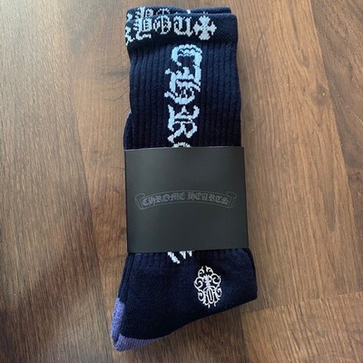 Chrome Hearts Dagger Socks | Cross Logo CH Large 9-13 Black White New AUTHENTIC