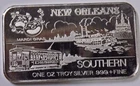 New Orleans Southern Mardi Gras Steamboat Streetcar 1 oz 999 silver bar NICE