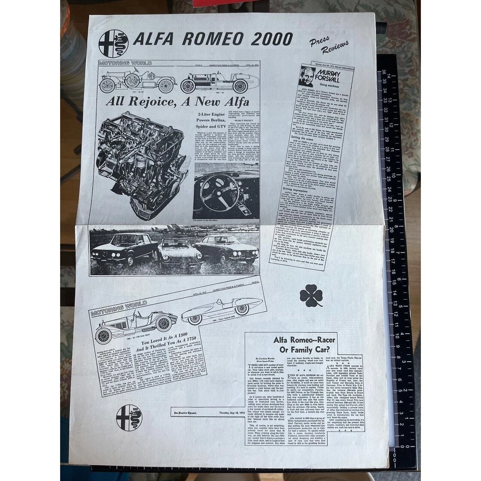 Винтаж 1972 Alfa Romeo 2000 серии рекламируемая модель брошюра и информационный бюллетень б/у в отличном состоянии - Изображение 2 из 4
