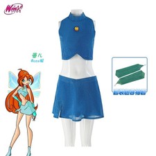 Costume Cosplay Winx Club Bloom Sexy Crop Top Gonne Halloween Vestito Fantasia Abiti