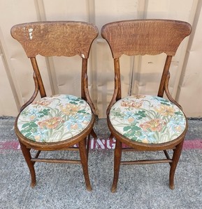 Antique Early 20th Century Chairs Bent Wood Frame Oak