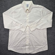 Brooks Brothers Dress Shirt Mens 16.5 34 Regular Fit White Non-Iron Stretch