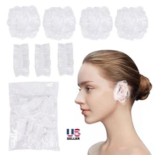100× Clear Disposable Ear Protectors Waterproof Ear Covers for Hair Dye Bathing