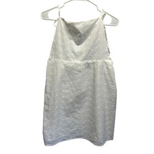 NWT Forever 21 White Woven Dress Halter Top Eyelet Tie Straps Square Neck