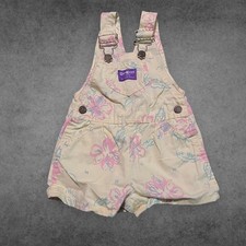 VTG OshKosh B'gosh Floral Short Overalls Yellow Pink 24 Months 2T Shortalls