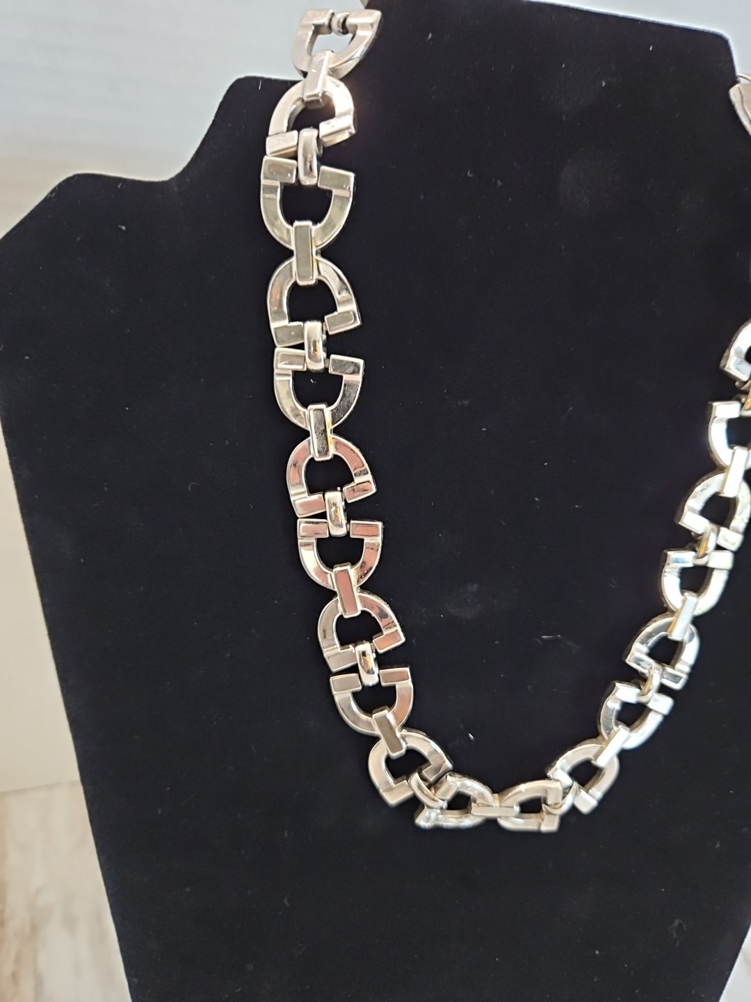 Monet Silver Statement Link Necklace Earring Brac… - image 3