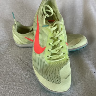 Nike Zoom Rival D 10 Barely Volt Green Orange Track Spikes 907566-700 Size 6.5
