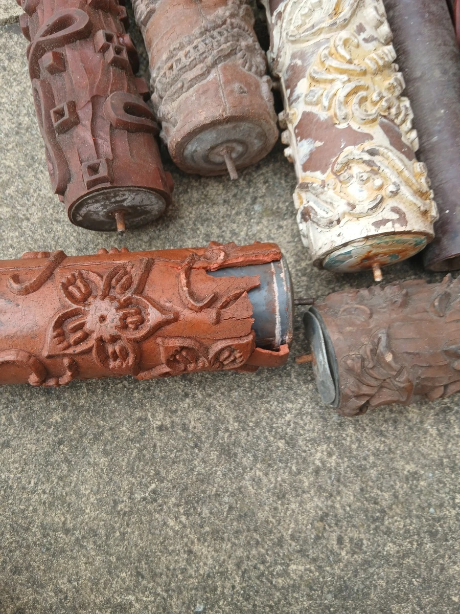 Rodillos de plantilla decorativos antiguos para herramienta de estampado de arcilla, yeso y pintura