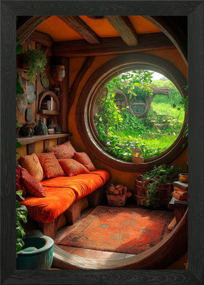 Hobbit Loch Innenraum gerahmtes Wandbild Poster Leinwanddruck Bild