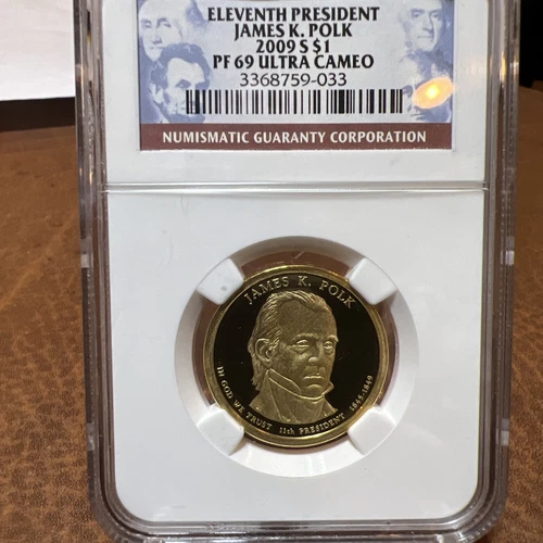 2009S NGC PF69 Ultra Cameo Presidential Dollar Proof James K Polk 11th President